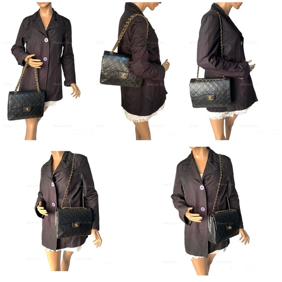 ❗️Sold❗️CHANEL Classic Lambskin Double Flap Medium Square Bag Black GHW - Picture 16 of 17